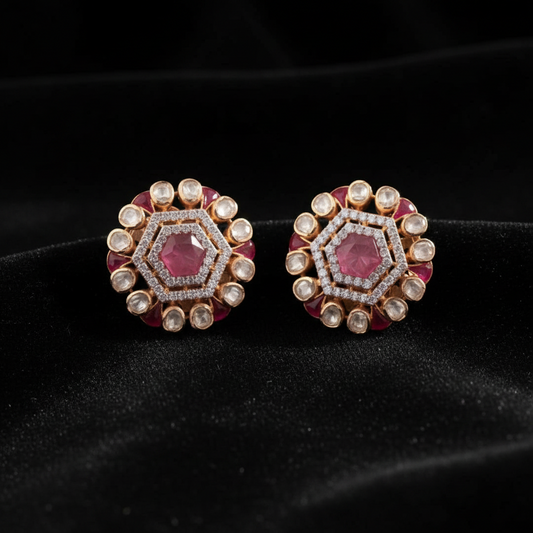 Polki Studs Polki Earrings Cocktail Earrings Diamond Studs Diamond Earrings Simple Studs Pearl Studs 925 Silver Earrings Silver Jewelry - SHABURIS