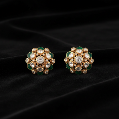 Polki Studs Polki Earrings Cocktail Earrings Diamond Studs Diamond Earrings Simple Studs Pearl Studs 925 Silver Earrings Silver Jewelry - SHABURIS