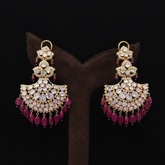 Polki Studs Polki Earrings Cocktail Earrings Diamond Studs Diamond Earrings Simple Studs Pearl Studs 925 Silver Earrings Silver Jewelry - SHABURIS