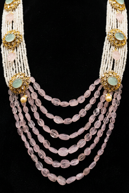 Polki set, Moissanite Jewelry indian gold jewelry designs polki bridal sets polki pendant beaded jewelry sets pearl jewelry sets - SHABURIS