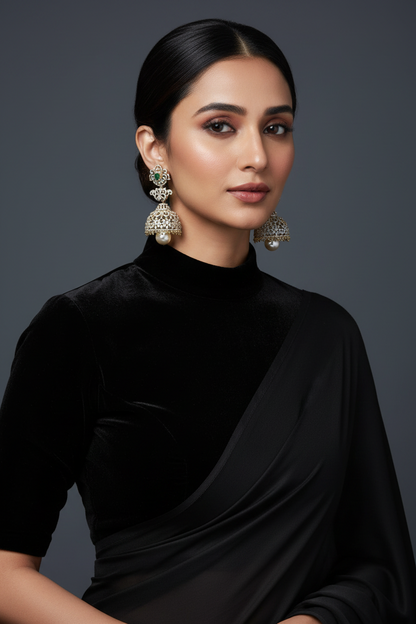 Diamond Jhumka Diamond Earrings 925 Silver Jewelry Silver Earrings - SHABURIS