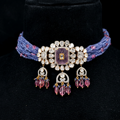 Nakshi Jewelry Polki Necklace Diamond Necklace Beaded Necklace Tanzanite Necklace Diamond Jewelry Moissanite Necklace Bridal-SHABURIS