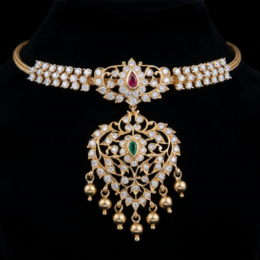 Nakshi Jewelry Polki Necklace Diamond Necklace Beaded Necklace simple diamond Necklace Diamond Jewelry Moissanite Necklace Bridal-SHABURIS