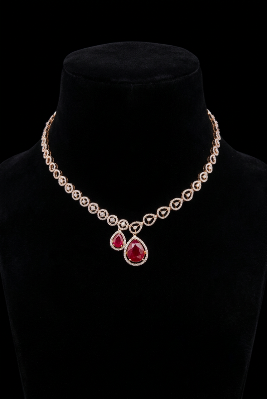 Kids jewelry simple diamond necklace ruby diamond necklace diamond jewelry silver jewelry swarovski diamond necklace - SHABURIS