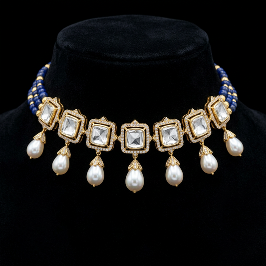 Polki Necklace Diamond Necklace Beaded Necklace Tanzanite Necklace Diamond Jewelry Moissanite Necklace Bridal Jewelry-SHABURIS