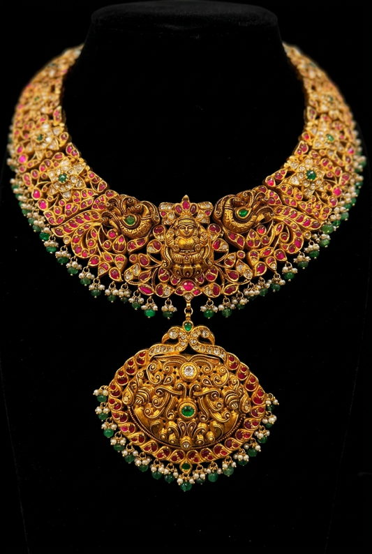 Nakshi Necklace Antique Necklace Temple Necklace Temple Jewelry Bridal Jewelry Antique jewelry nakshi jewelry naksh jewelry - SHABURIS