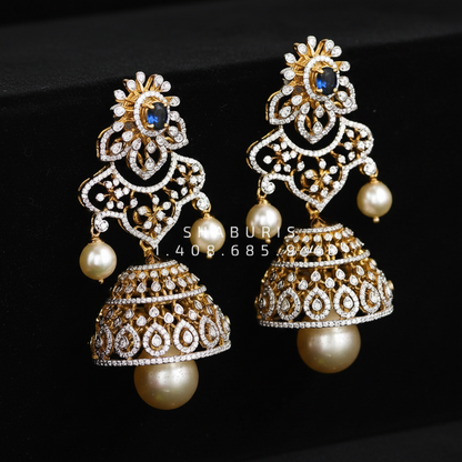 Polki Studs Polki Earrings Cocktail Earrings Diamond Studs Diamond Earrings Simple Studs Pearl Studs 925 Silver Earrings Silver Jewelry - SHABURIS