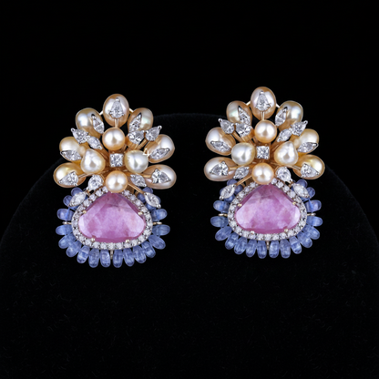 Polki Studs Polki Earrings Cocktail Earrings Diamond Studs Diamond Earrings Simple Studs Pearl Studs 925 Silver Earrings Silver Jewelry - SHABURIS