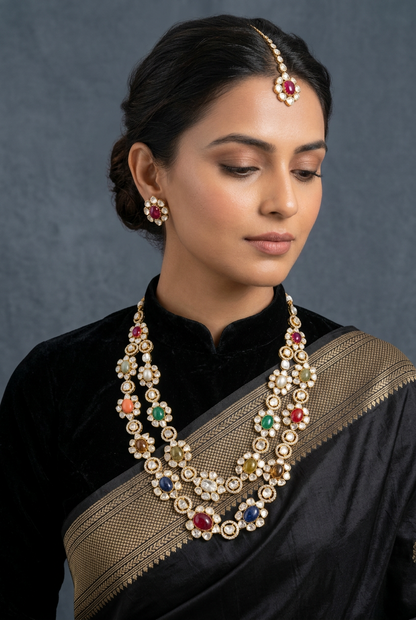 Diamond Necklace pure silver jewelry indian wedding Jewelry indian bridal jewelry cocktail jewelry 925 silver jewelr-SHABURIS