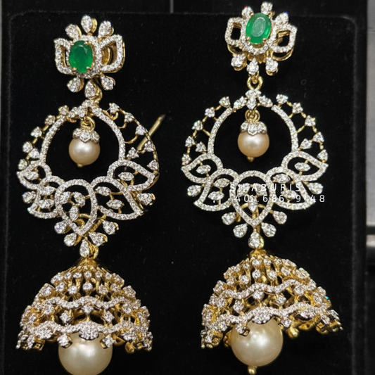 Polki Studs Polki Earrings Cocktail Earrings Diamond Studs Diamond Earrings Simple Studs Pearl Studs 925 Silver Earrings Silver Jewelry - SHABURIS