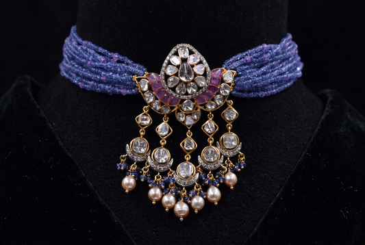 Nakshi Jewelry Polki Necklace Diamond Necklace Beaded Necklace Tanzanite Necklace Diamond Jewelry Moissanite Necklace Bridal-SHABURIS