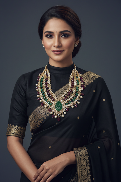 Polki Jewelry Polki Necklace Diamond Necklace Beaded Necklace emerald Necklace Diamond Jewelry Moissanite Necklace Bridal-SHABURIS