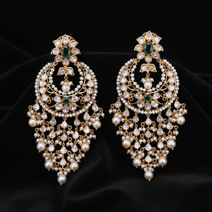 Polki Studs Polki Earrings Cocktail Earrings Diamond Studs Diamond Earrings Simple Studs Pearl Studs 925 Silver Earrings Silver Jewelry - SHABURIS