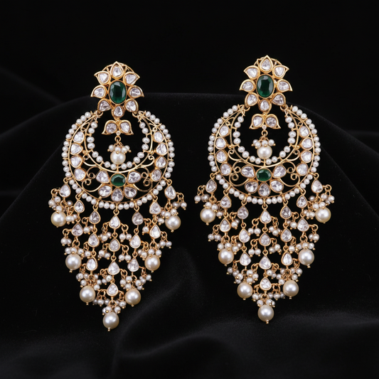 Polki Studs Polki Earrings Cocktail Earrings Diamond Studs Diamond Earrings Simple Studs Pearl Studs 925 Silver Earrings Silver Jewelry - SHABURIS