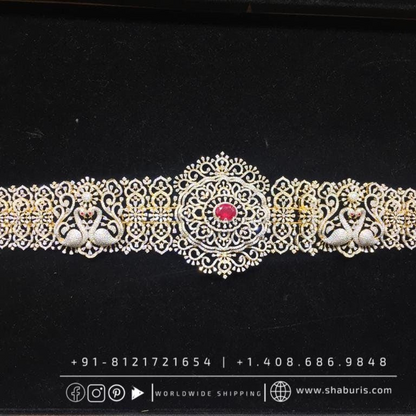 Diamond Vaddanam,South Indian Jewelry,vadiyanam,Kids Vaddanam,hip chain,925 silver jewelry pure Silver indian jewelry - NIHIRA - SHABURIS