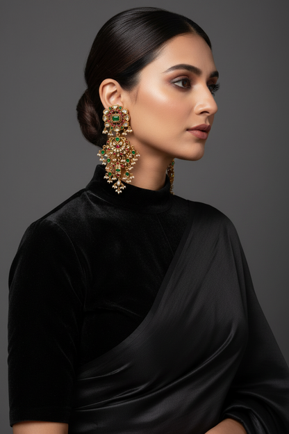 Polki Earrings Statement Earrings 925 Silver Jewelry Silver Earrings - SHABURIS