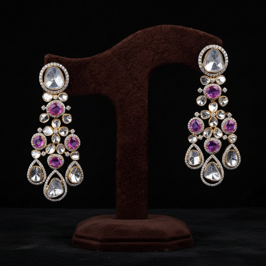 Polki Studs Polki Earrings Cocktail Earrings Diamond Studs Diamond Earrings Simple Studs Pearl Studs 925 Silver Earrings Silver Jewelry - SHABURIS