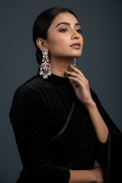 Polki Studs Polki Earrings Cocktail Earrings Diamond Studs Diamond Earrings Simple Studs Pearl Studs 925 Silver Earrings Silver Jewelry - SHABURIS