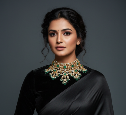 Polki Necklace Bridal Necklace 925 Silver Necklace Silver Jewelry-SHABURIS