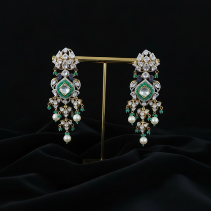 Polki Studs Polki Earrings Cocktail Earrings Diamond Studs Diamond Earrings Simple Studs Pearl Studs 925 Silver Earrings Silver Jewelry - SHABURIS