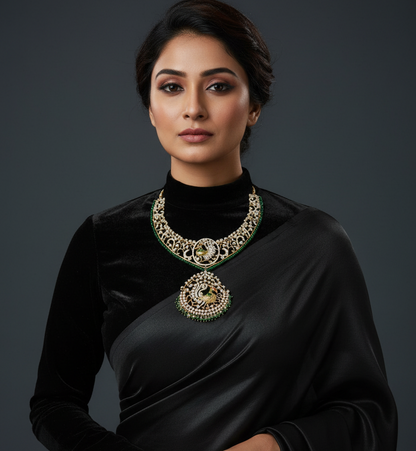 Polki Necklace Bridal Necklace Diamond Necklace 925 silver jewelry silver necklace - SHABURIS