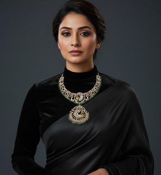 Polki Necklace Bridal Necklace Diamond Necklace 925 silver jewelry silver necklace - SHABURIS