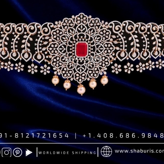 Diamond Vaddanam,South Indian Jewelry,Vaddanam,Kids Vaddanam,hip chain,diamond vaddanam,pure Silver indian jewelry - SHABURIS