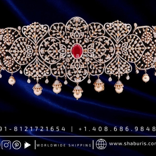 Diamond Vaddanam,South Indian Jewelry,Vaddanam,Kids Vaddanam,hip chain,diamond vaddanam,pure Silver indian jewelry - SHABURIS