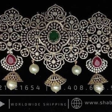 Diamond vaddanam Gold Plated jewelry Indian ,925 silver jewelry,lyte weight Indian Bridal,Indian Wedding Jewelry-SHABURIS