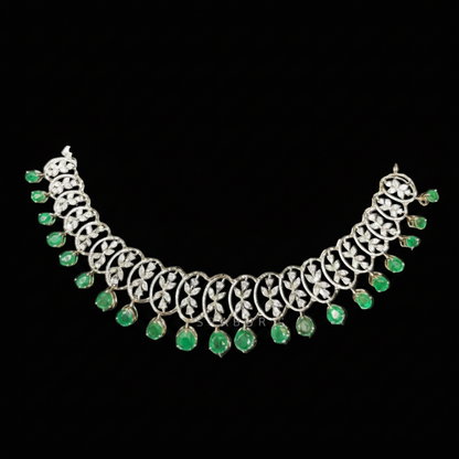 Diamond necklace pure silver necklace emerald Necklace 925 silver jewelry Silver Necklace - SHABURIS