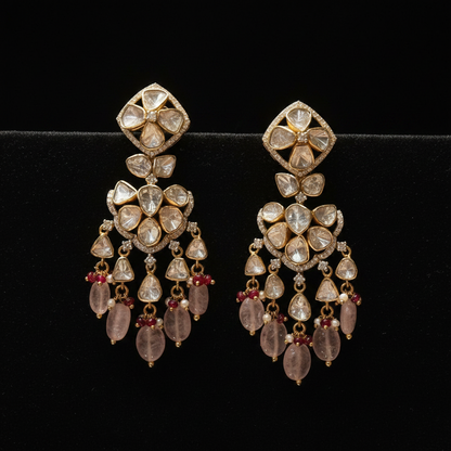Polki Studs Polki Earrings Cocktail Earrings Diamond Studs Diamond Earrings Simple Studs Pearl Studs 925 Silver Earrings Silver Jewelry - SHABURIS