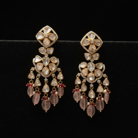 Polki Studs Polki Earrings Cocktail Earrings Diamond Studs Diamond Earrings Simple Studs Pearl Studs 925 Silver Earrings Silver Jewelry - SHABURIS