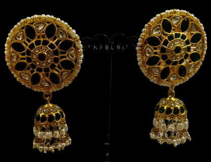 Antique Jhumka,antique buttalu indian,indian gold earrings,chandbali jhumka,ruby emerald jhumka,chandbali earrings,silver