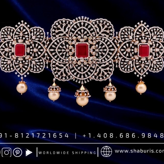 Diamond Vaddanam,South Indian Jewelry,Vaddanam,Kids Vaddanam,hip chain,diamond vaddanam,pure Silver indian jewelry - SHABURIS