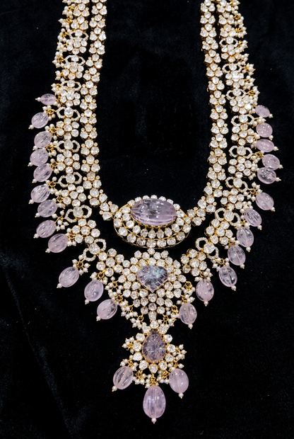 Morganites polkis diamond necklace silver jewelry bridal jewelry wedding jewelry shaburis jewelry indian jewelry statement jewelry -SHABURIS