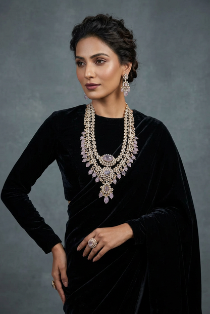 Morganites polkis diamond necklace silver jewelry bridal jewelry wedding jewelry shaburis jewelry indian jewelry statement jewelry -SHABURIS