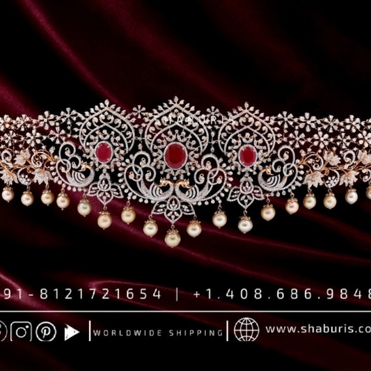 Diamond Vaddanam,South Indian Jewelry,Vaddanam,Kids Vaddanam,hip chain,diamond vaddanam,pure Silver indian jewelry - SHABURIS