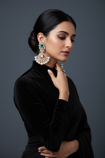 Polki Studs Polki Earrings Cocktail Earrings Diamond Studs Diamond Earrings Simple Studs Pearl Studs 925 Silver Earrings Silver Jewelry - SHABURIS
