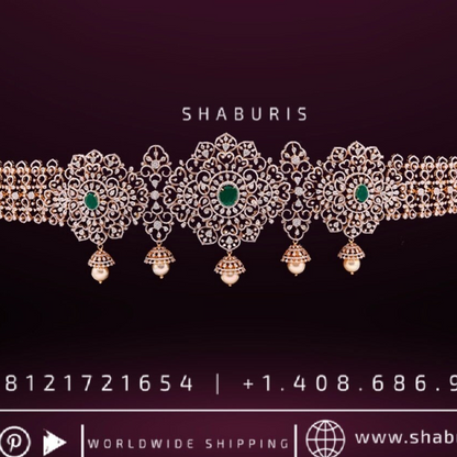 Diamond Vaddanam,South Indian Jewelry,Vaddanam,Kids Vaddanam,hip chain,diamond vaddanam,pure Silver indian jewelry - SHABURIS
