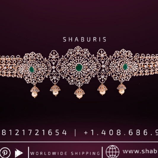 Diamond Vaddanam,South Indian Jewelry,Vaddanam,Kids Vaddanam,hip chain,diamond vaddanam,pure Silver indian jewelry - SHABURIS