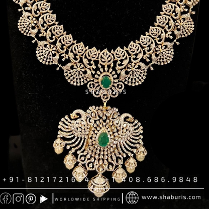 Diamond Necklace destination jewelry rubies emeralds bridal diamond necklace indian jewelry designs silver jewelry wedding jewelry - SHABURIS