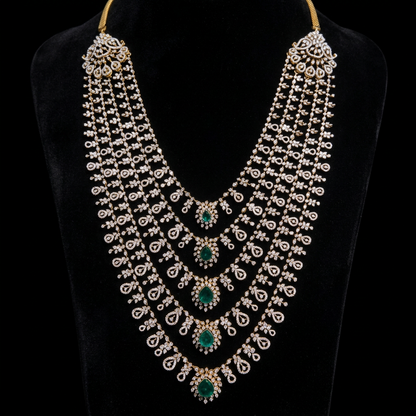 Panch lada pearl haram jades gem jewelry south indian hyderabadi jewelry pure silver sabyasachi jewelry inspired -SHABURIS