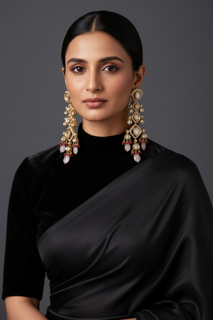 Polki Studs Polki Earrings Cocktail Earrings Diamond Studs Diamond Earrings Simple Studs Pearl Studs 925 Silver Earrings Silver Jewelry - SHABURIS