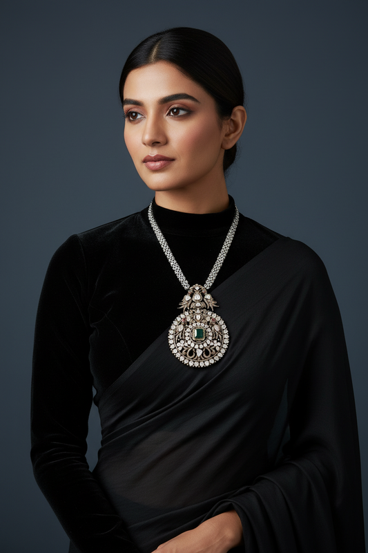 Victorian pendant antique necklace rubies emeralds bridal diamond necklace indian jewelry designs silver jewelry wedding jewelry - SHABURIS