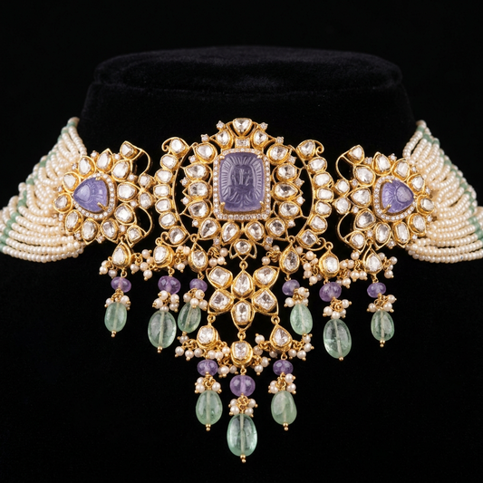 Tanzanite Russian Emerald Necklace Diamond Pendant Emerald Gem Stone Silver Jewelry Statement Jewelry Indian Jewelry Designs - SHABURIS