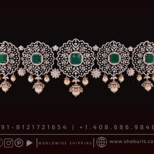 Diamond Vaddanam,South Indian Jewelry,Vaddanam,Kids Vaddanam,hip chain,diamond vaddanam,pure Silver indian jewelry - SHABURIS