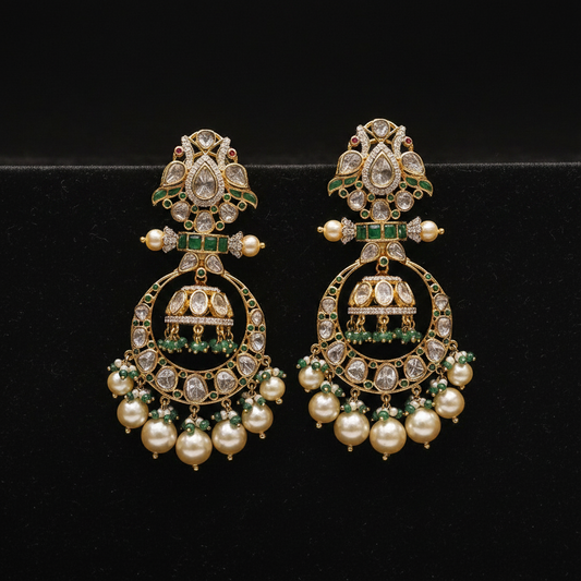 Polki Studs Polki Earrings Cocktail Earrings Diamond Studs Diamond Earrings Simple Studs Pearl Studs 925 Silver Earrings Silver Jewelry - SHABURIS