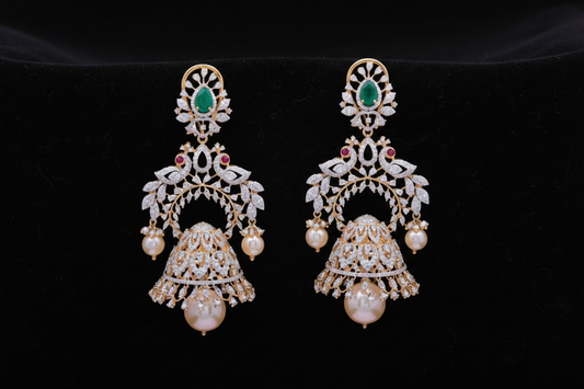 Polki Studs Polki Earrings Cocktail Earrings Diamond Studs Diamond Earrings Simple Studs Pearl Studs 925 Silver Earrings Silver Jewelry - SHABURIS