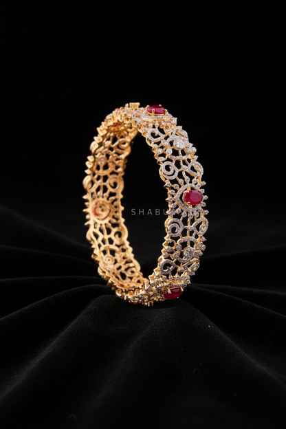 Diamond Bangle Swarovski Diamond Pendant Emerald Gem Stone Silver Jewelry Statement Jewelry Indian Jewelry Designs - SHABURIS