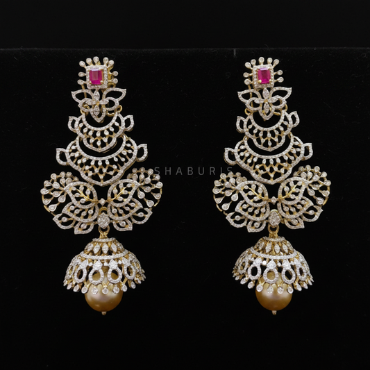 Polki Studs Polki Earrings Cocktail Earrings Diamond Studs Diamond Earrings Simple Studs Pearl Studs 925 Silver Earrings Silver Jewelry - SHABURIS